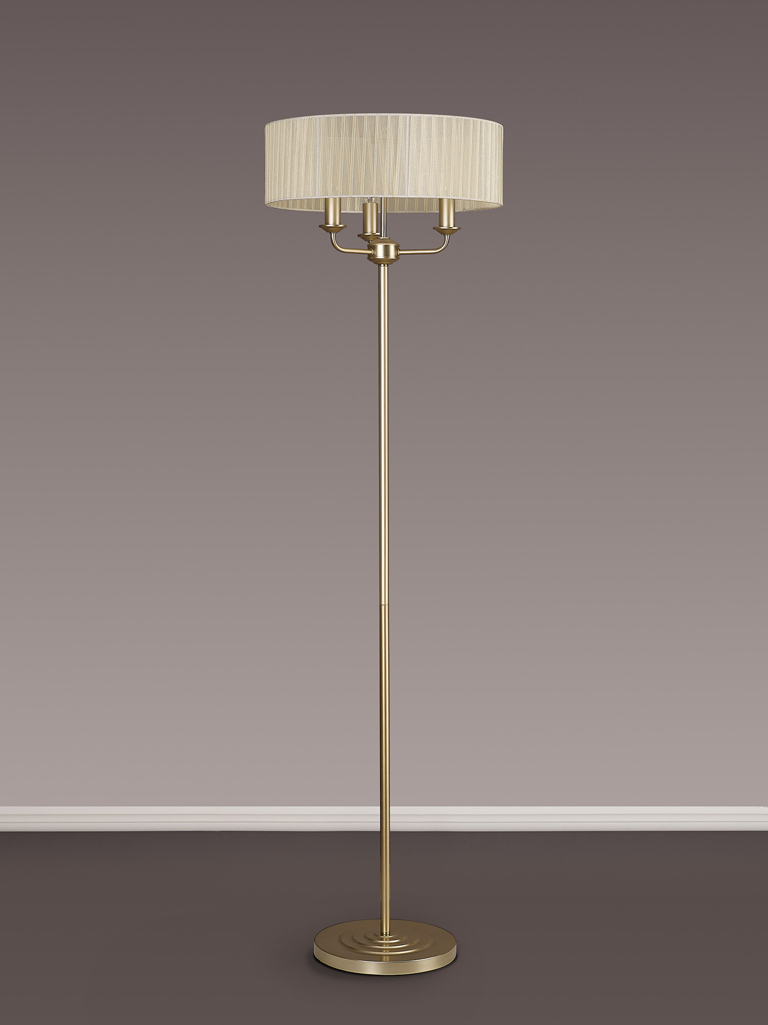 Banyan 45cm 3 Light Floor Lamp Champagne Gold, Cream DK0993  Deco Banyan CG CR